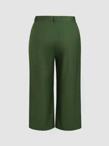 Solid Pocket Straight Leg Trousers Curve & Plus