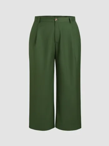 Solid Pocket Straight Leg Trousers Curve & Plus