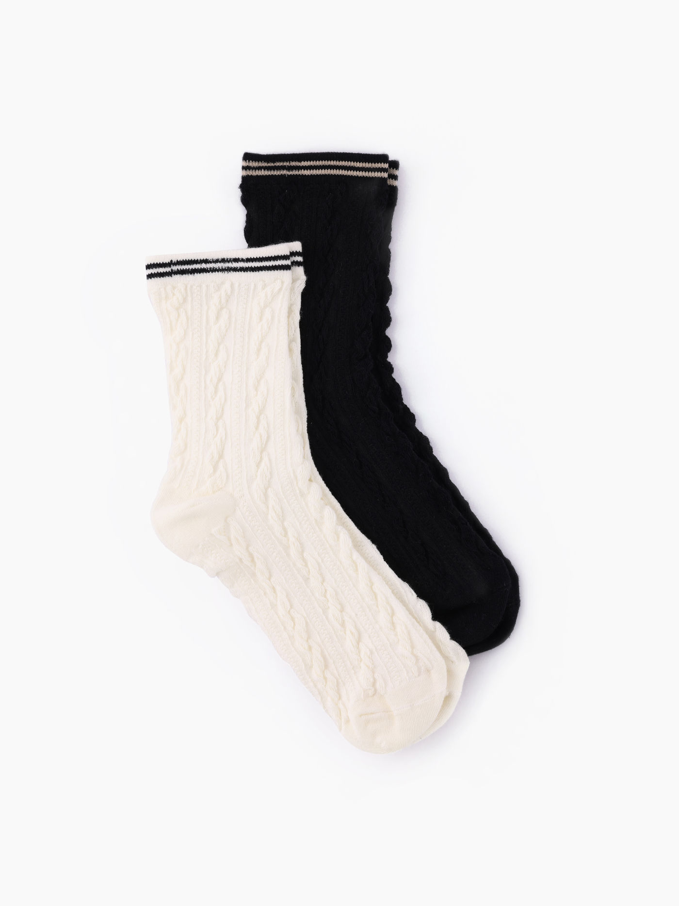 2 Pairs Contrast Trim Socks Set
