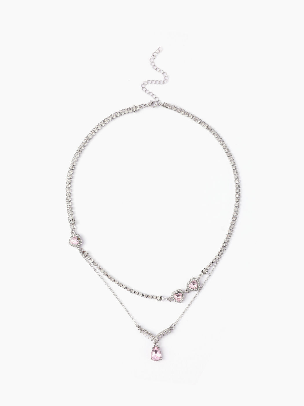 Crystal Rhinestone Decor Heart Charm Layered Necklace