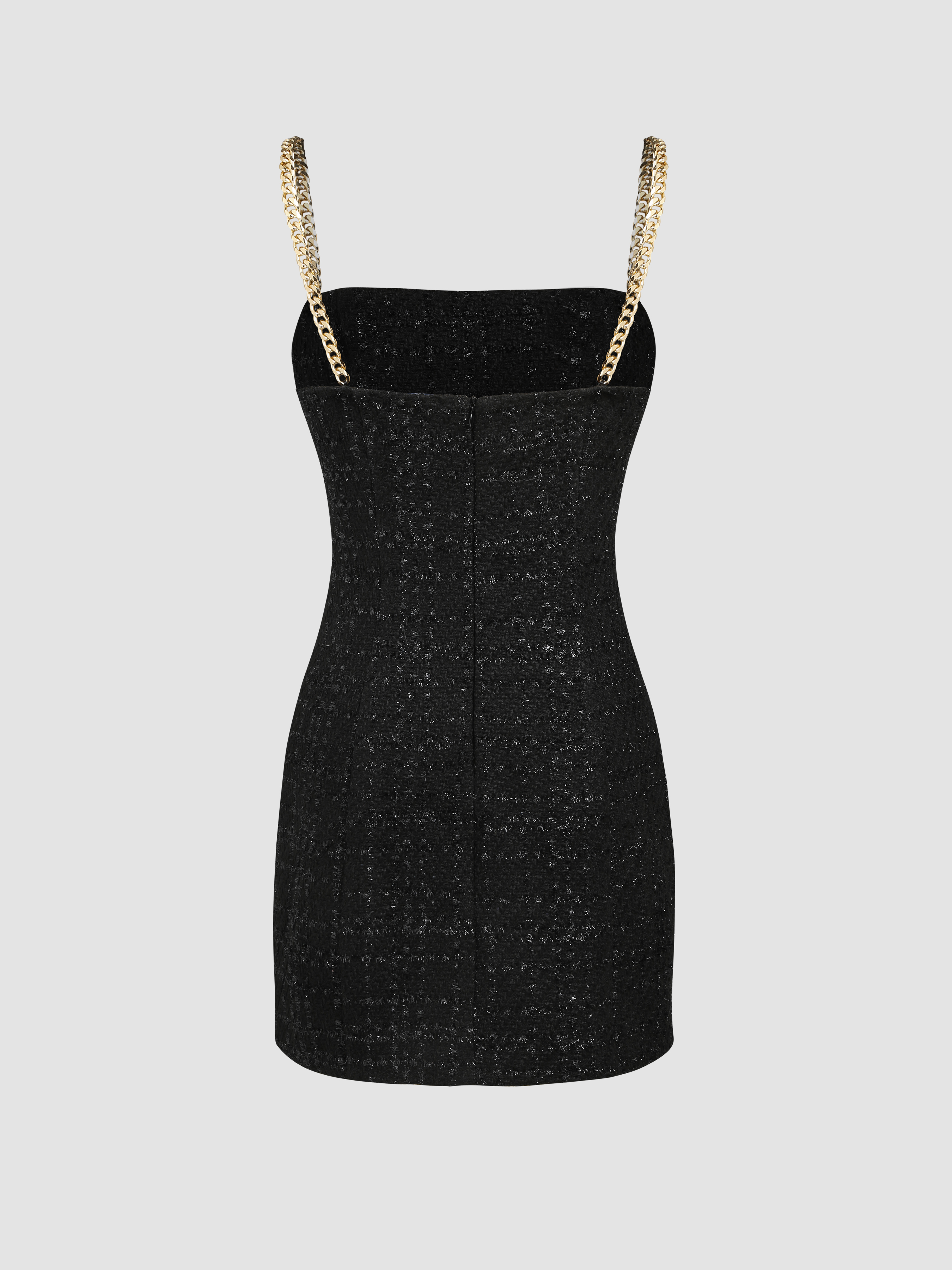 Tweed Glitter Button Mini Dress For Date Music Festival/Live House