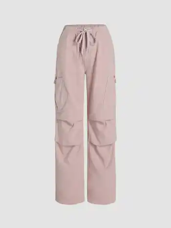 Denim Drawstring Cargo Pants