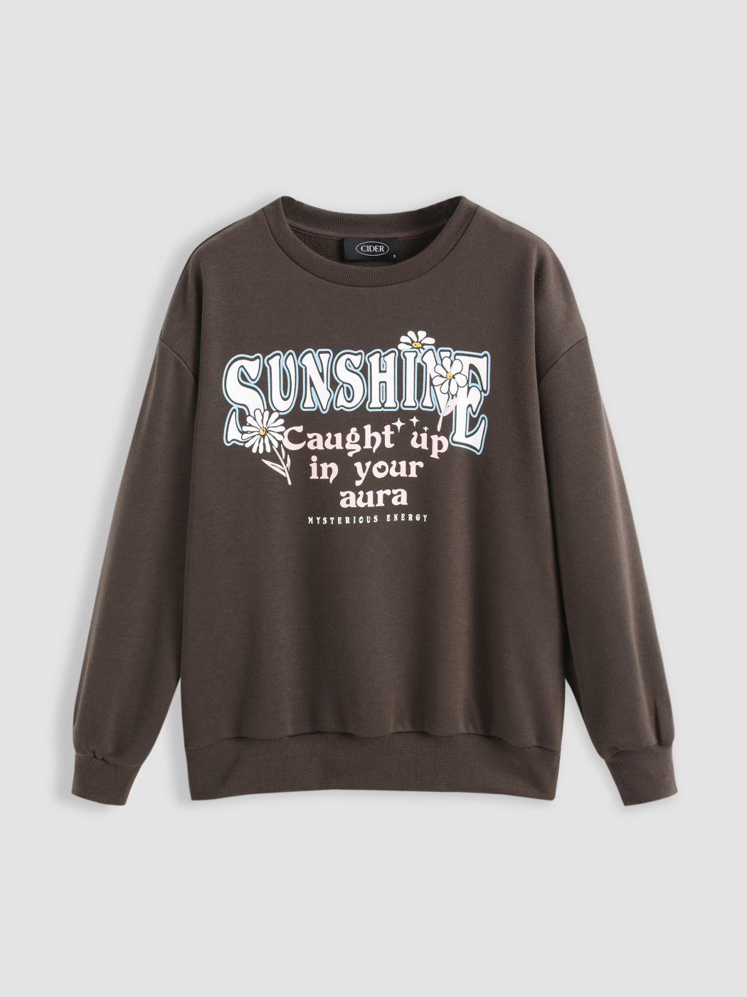 Frottee-Grafik-Langarm-Sweatshirt in Übergröße