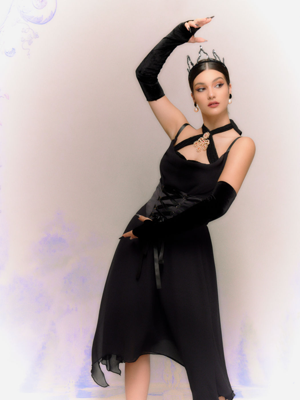 Witching Hour Corset Asymmetrical Dress