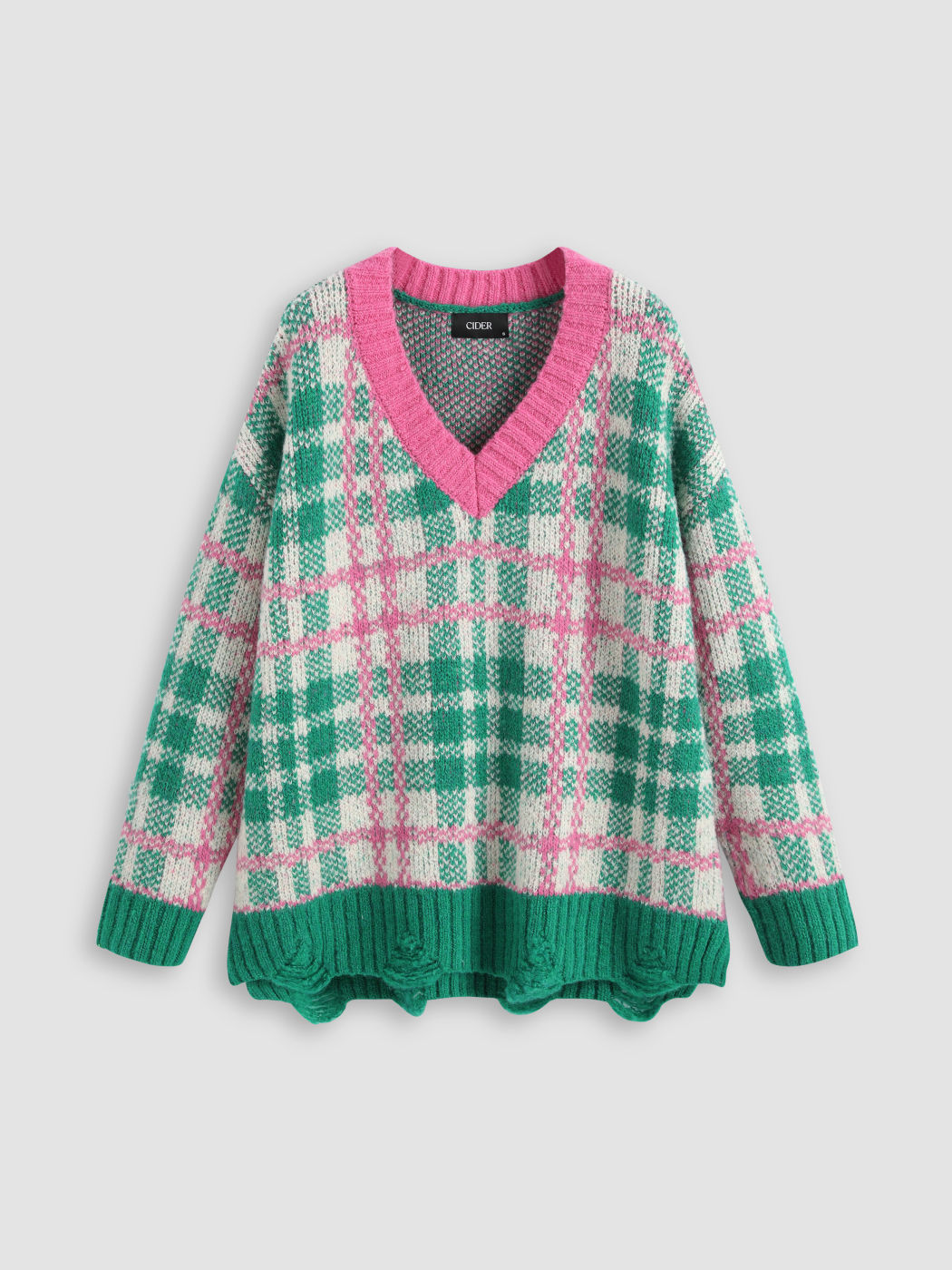  Wassermelonen-Zucker Oversized Kariertes Sweatshirt