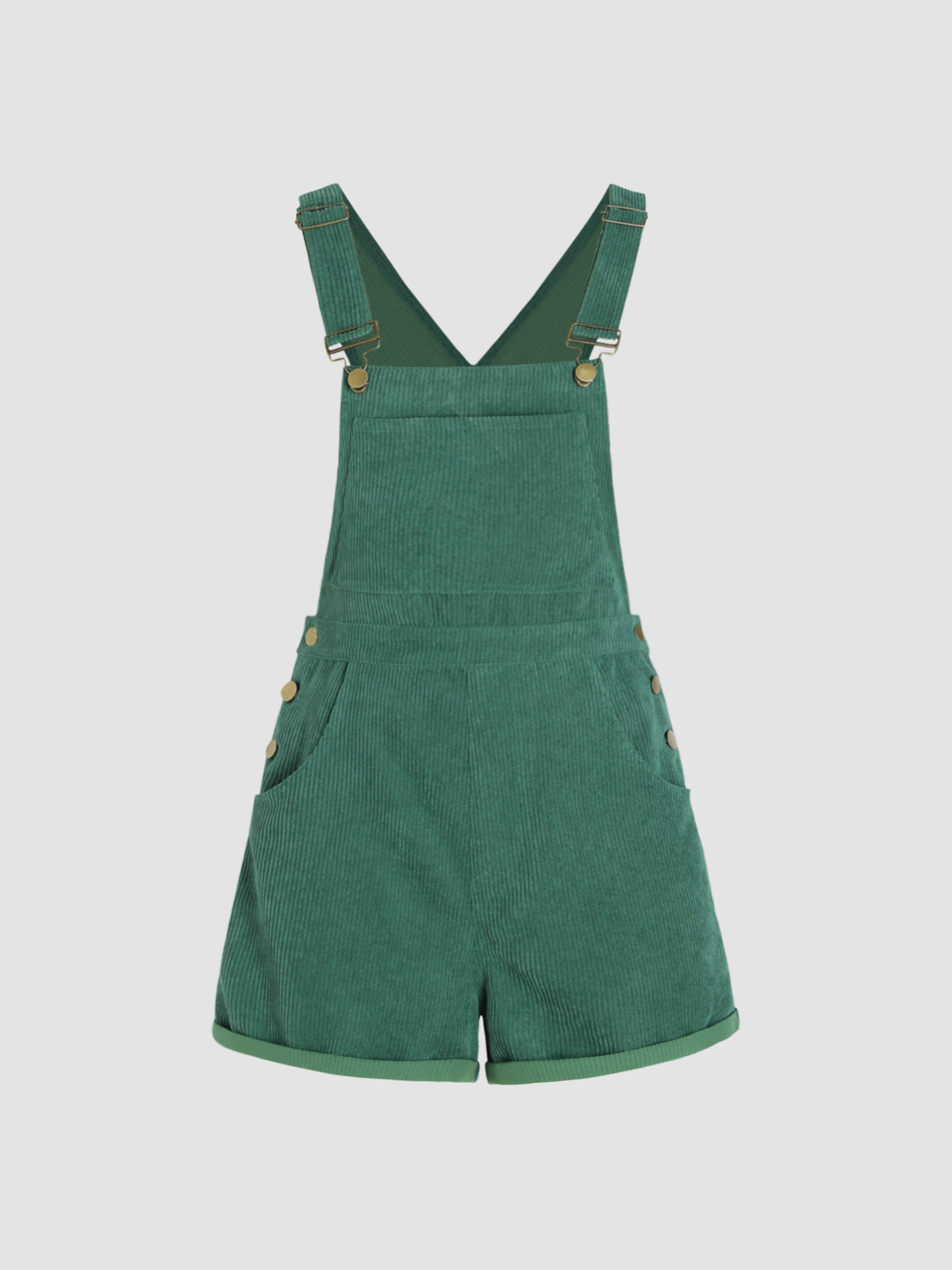 Solid Corduroy Playsuit For School Daily Casual Picnic Wedding Vacation