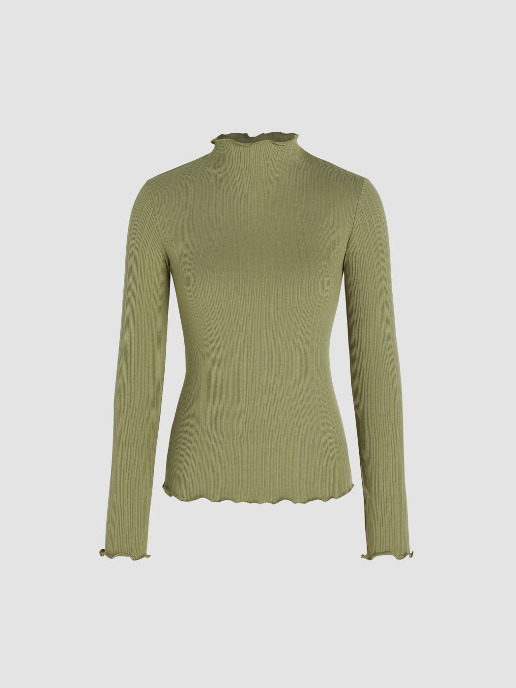Solid High Neck Long Sleeve Tee