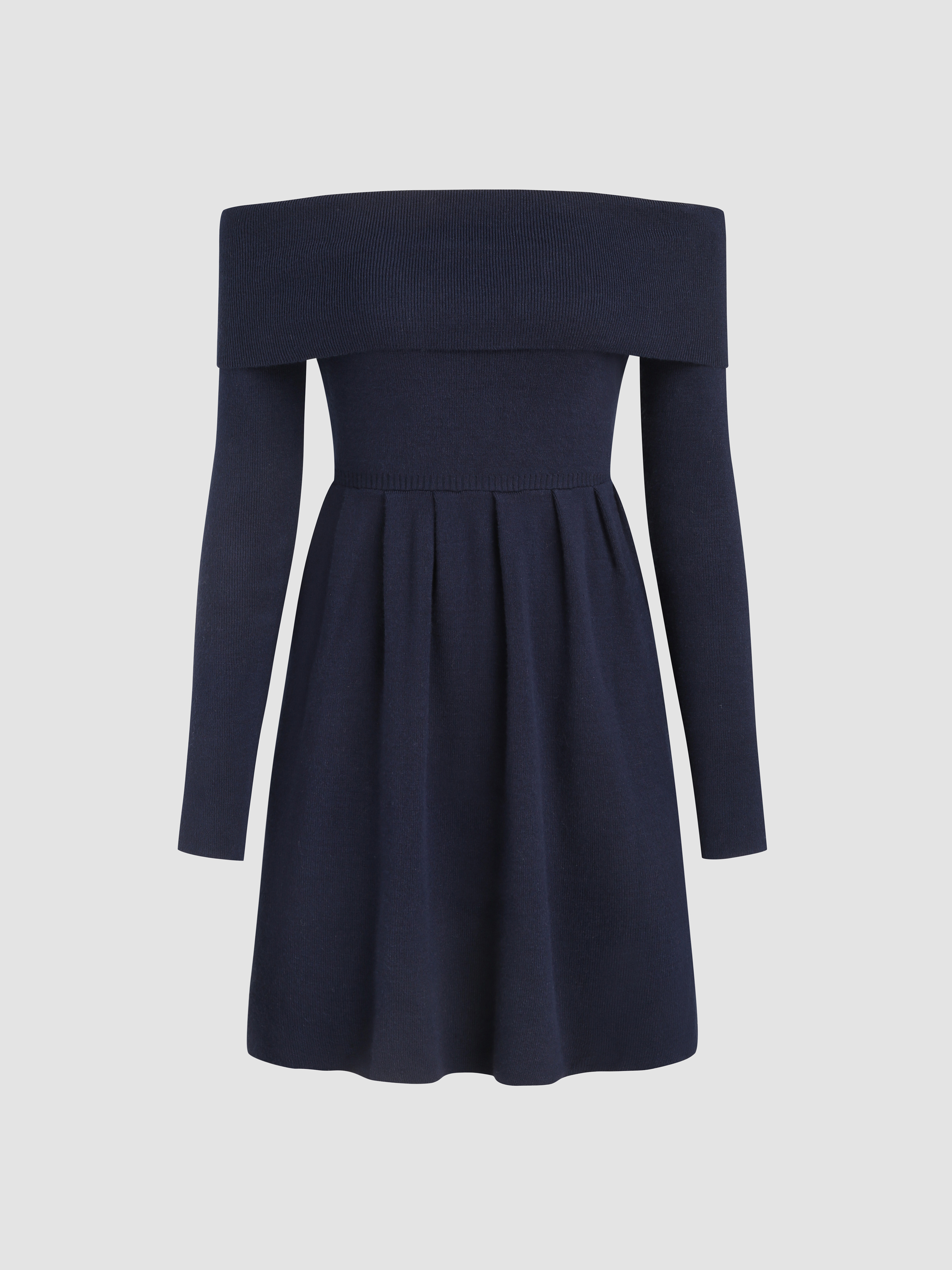 Knit Solid Off-shoulder Mini Dress For Date Vacation Holiday