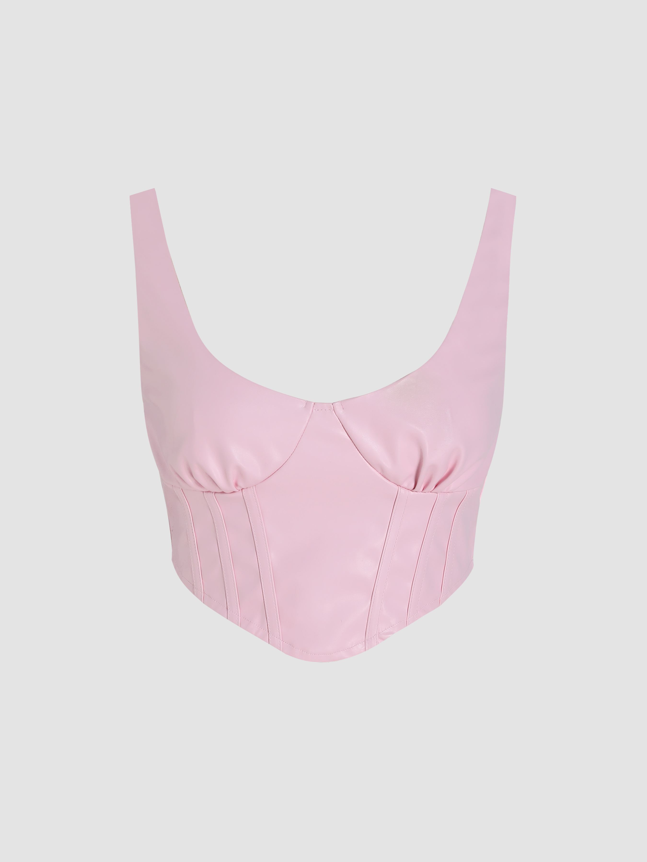 PU Solid Corset Cami Tank Top Cider