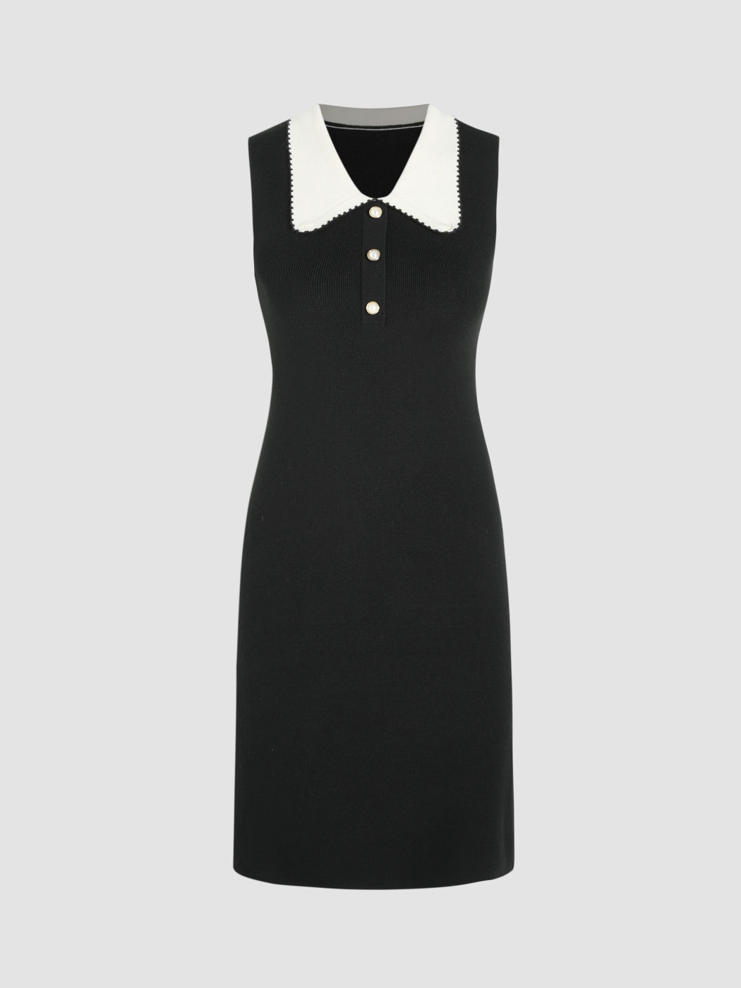 Ärmelloses gestricktes Polo-Minikleid
