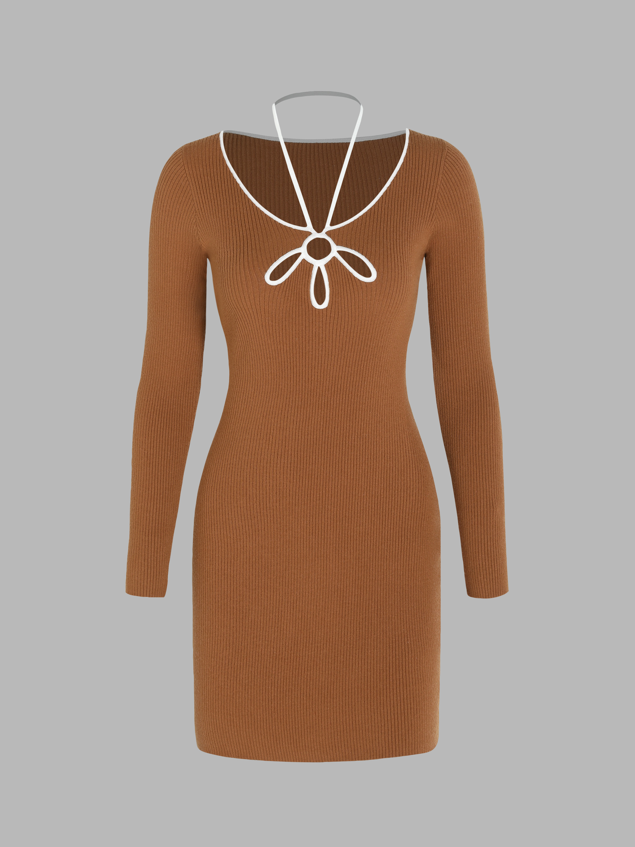 Knit Long Sleeve Dress For Exhibition Coffee Shop
