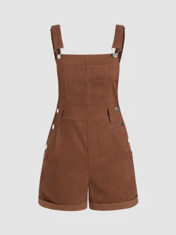 Schürzen-Playsuit aus solidem Cord