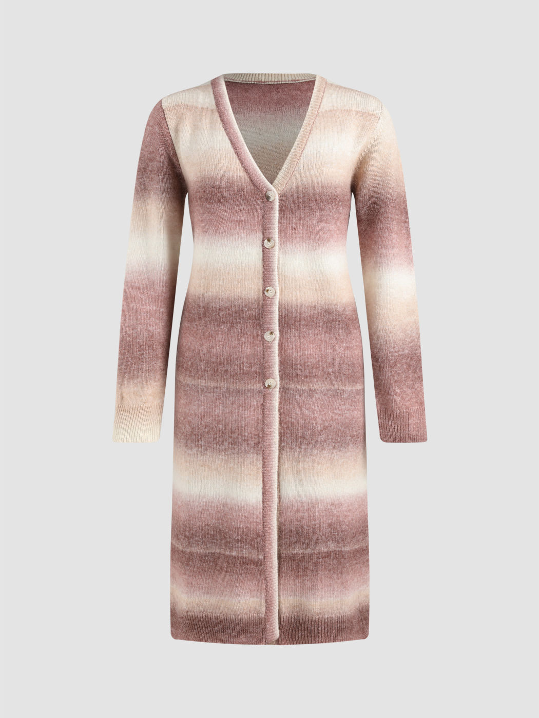 Ombre Long Sleeve Knit Cardigan For School Vacation Work Holiday Home