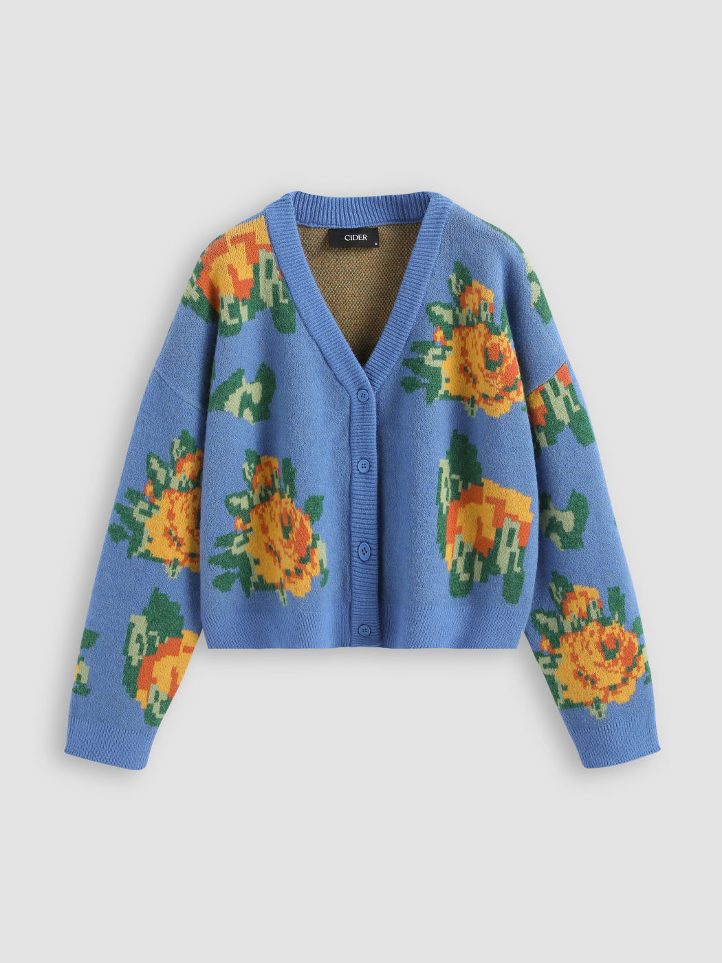 Floral Pattern Knitted Cardigan Cider