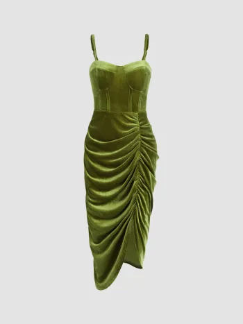 Velvet Ruched Cami Dress