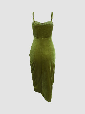 Formal Dresses Velvet Velvet Ruched Cami Dress For Date Party/Clubbing