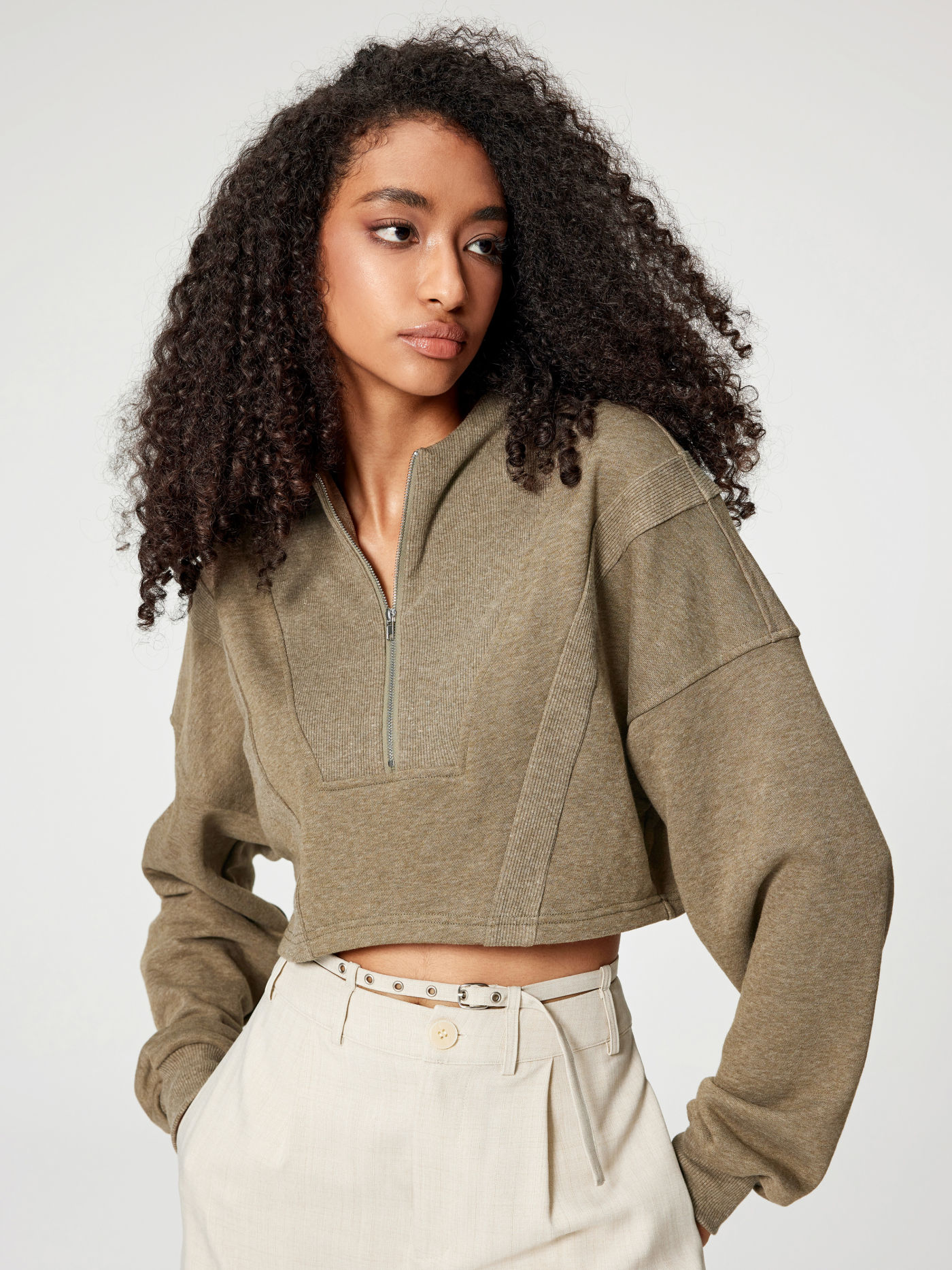 Sweatshirt court à fermeture éclair