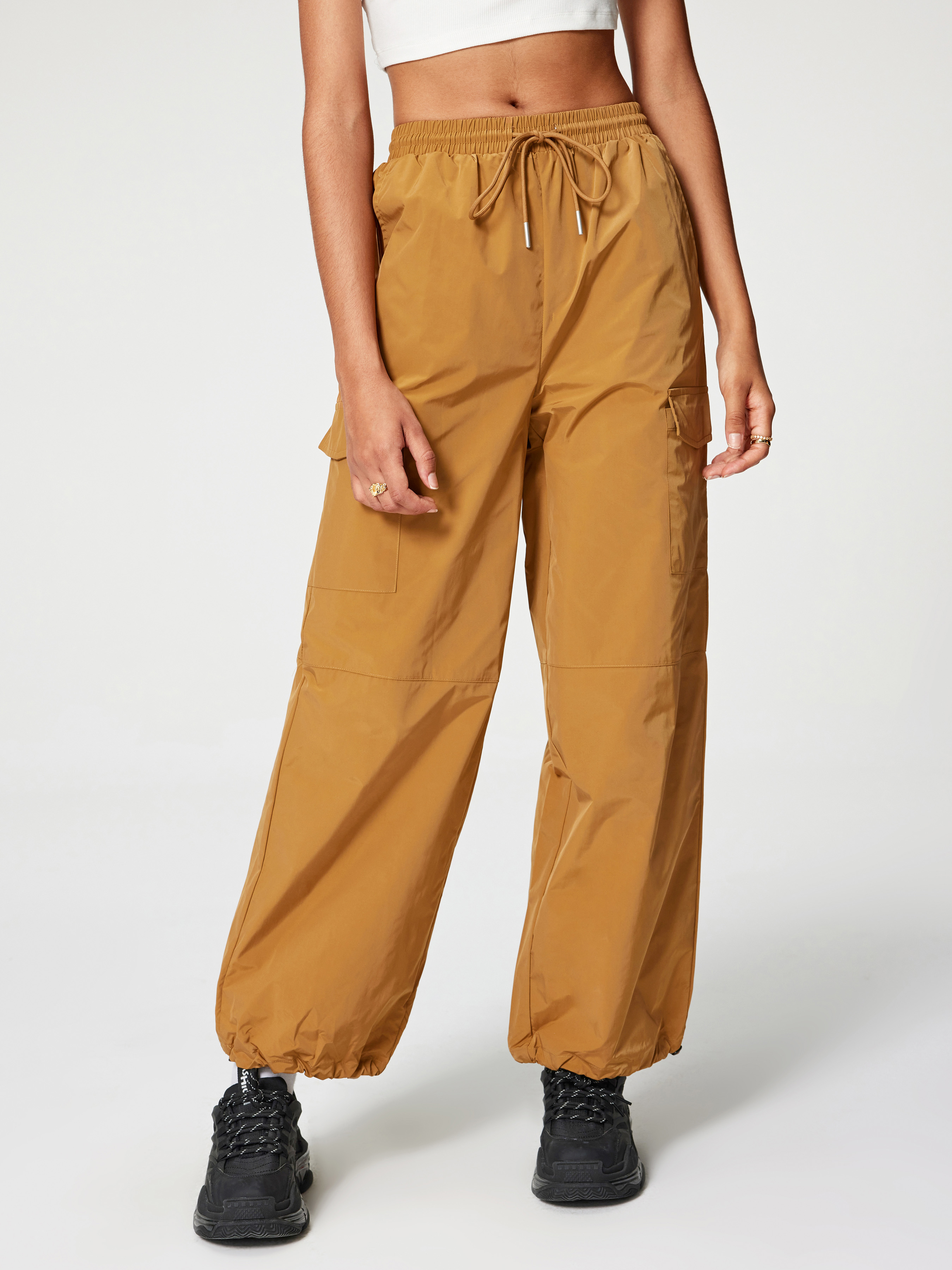 Solid Pocket Cargo Pants Cider