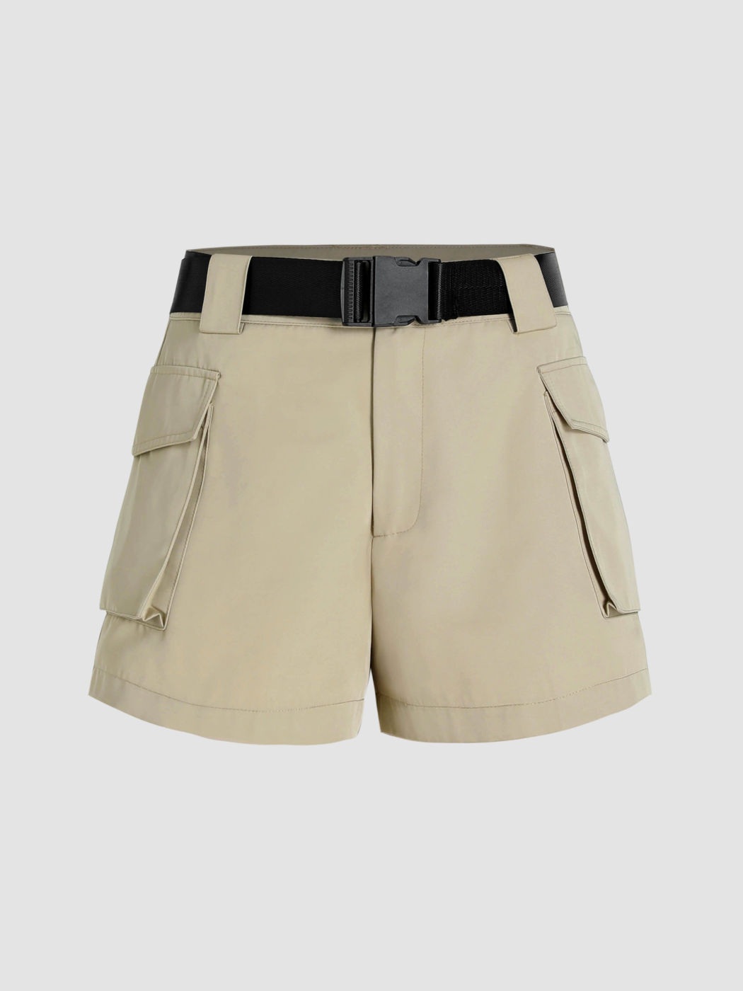  Einfarbige Cargo-Shorts mit Gürtel