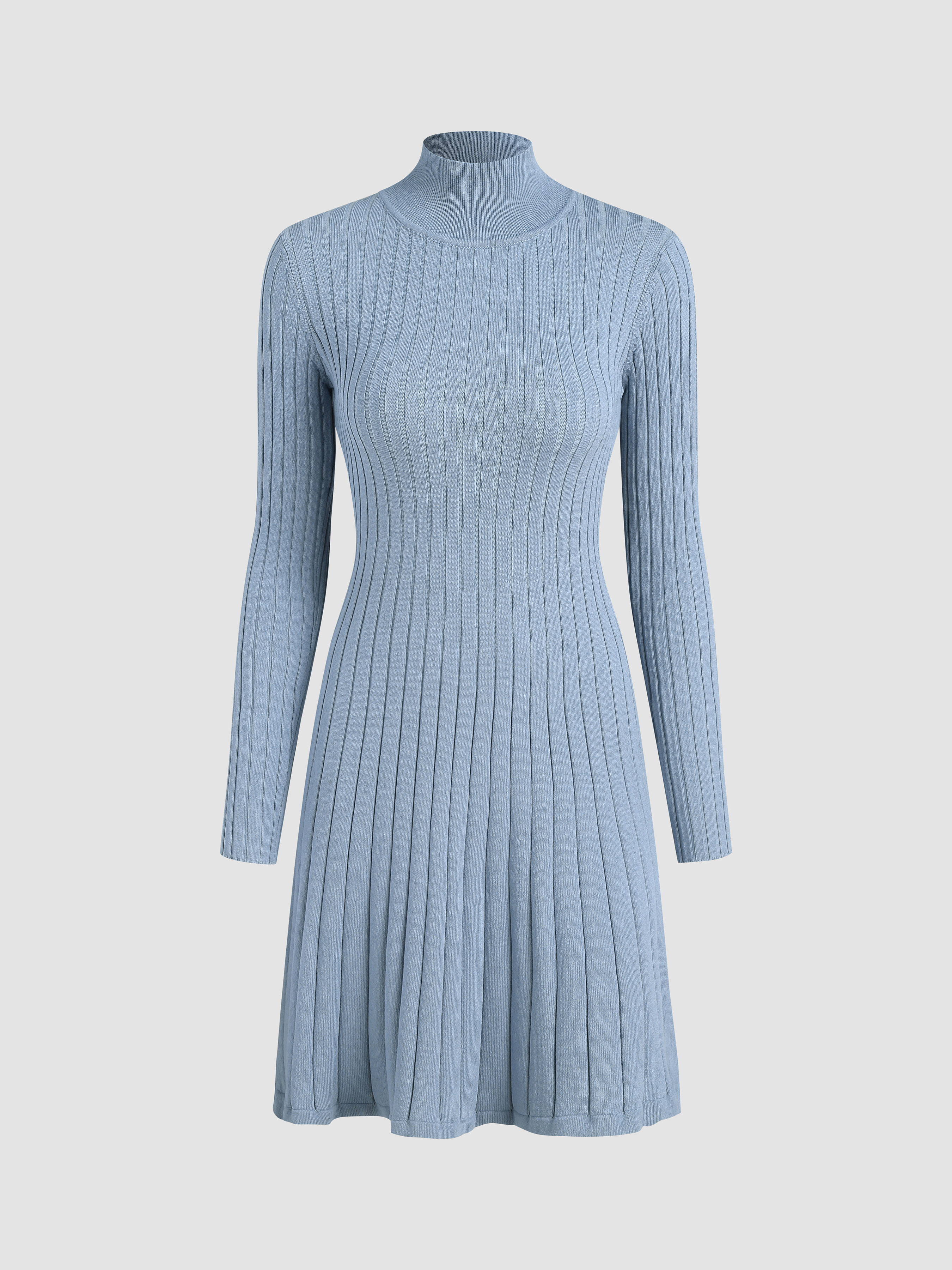 Solid Turtleneck Knitted Mini Dress For Date Coffee Shop Vacation ...