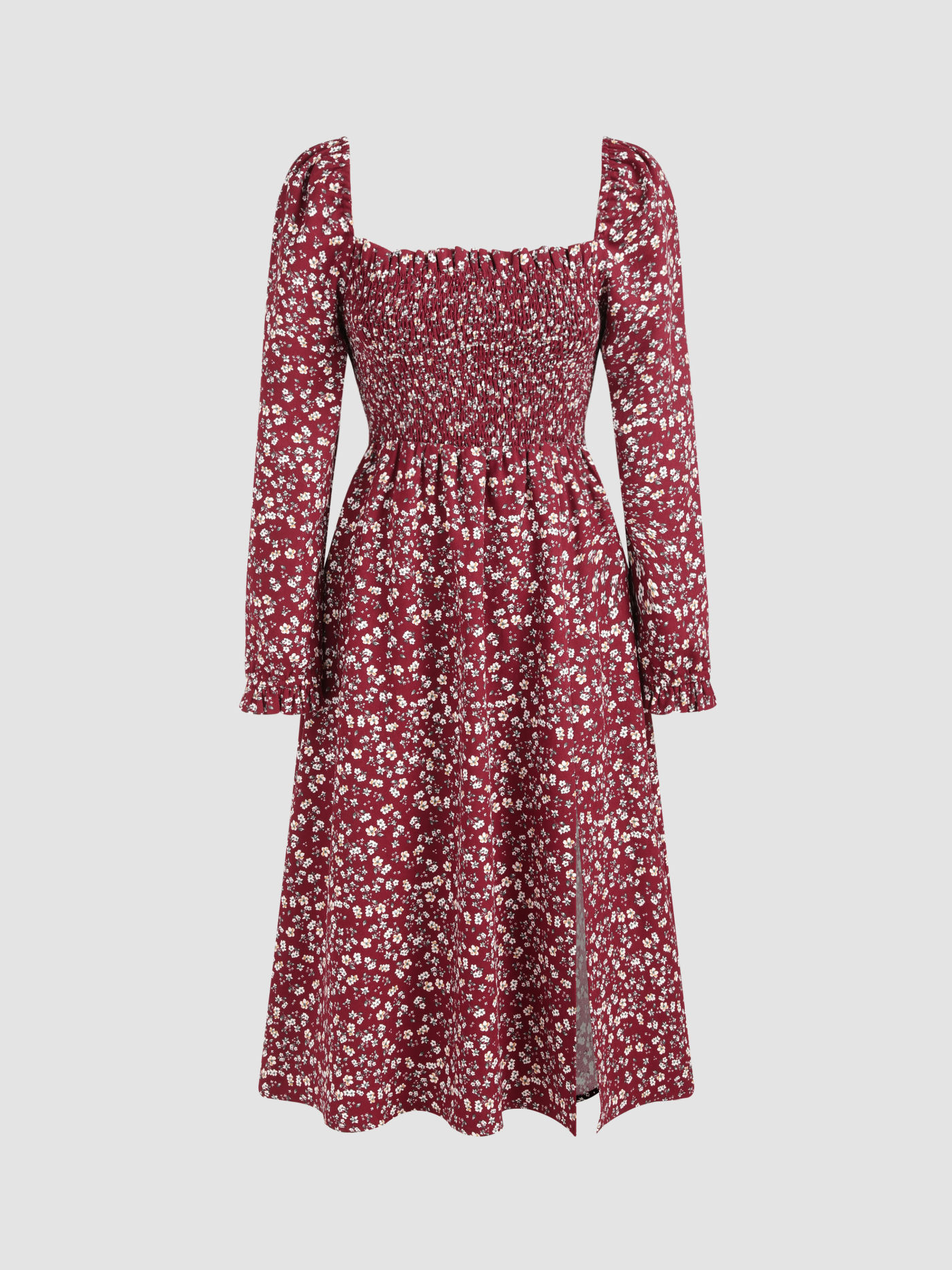 Ditsy Floral Woven Langarm-Midikleid