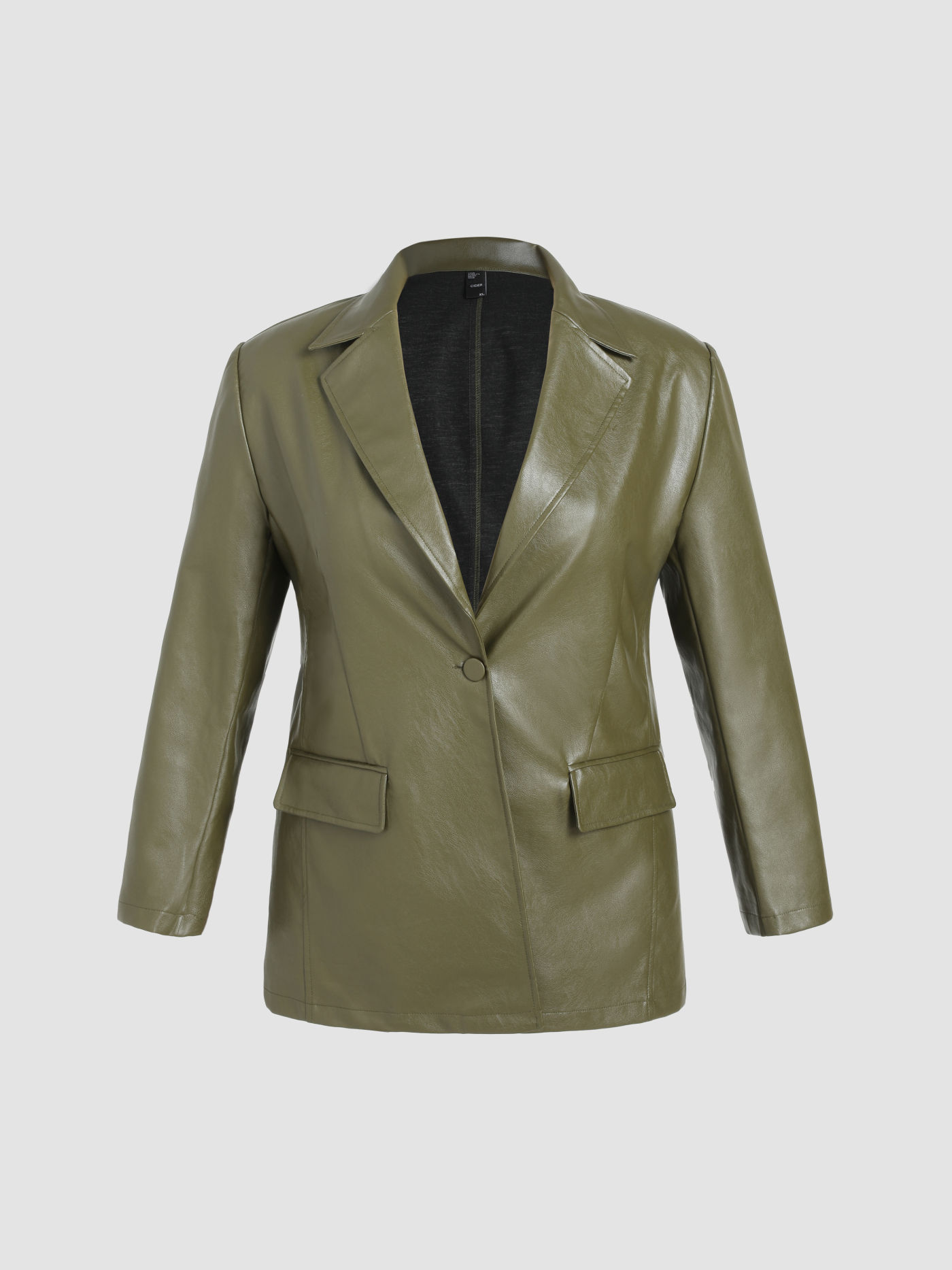 Solid Faux Leather Oversized Blazer Curve & Plus