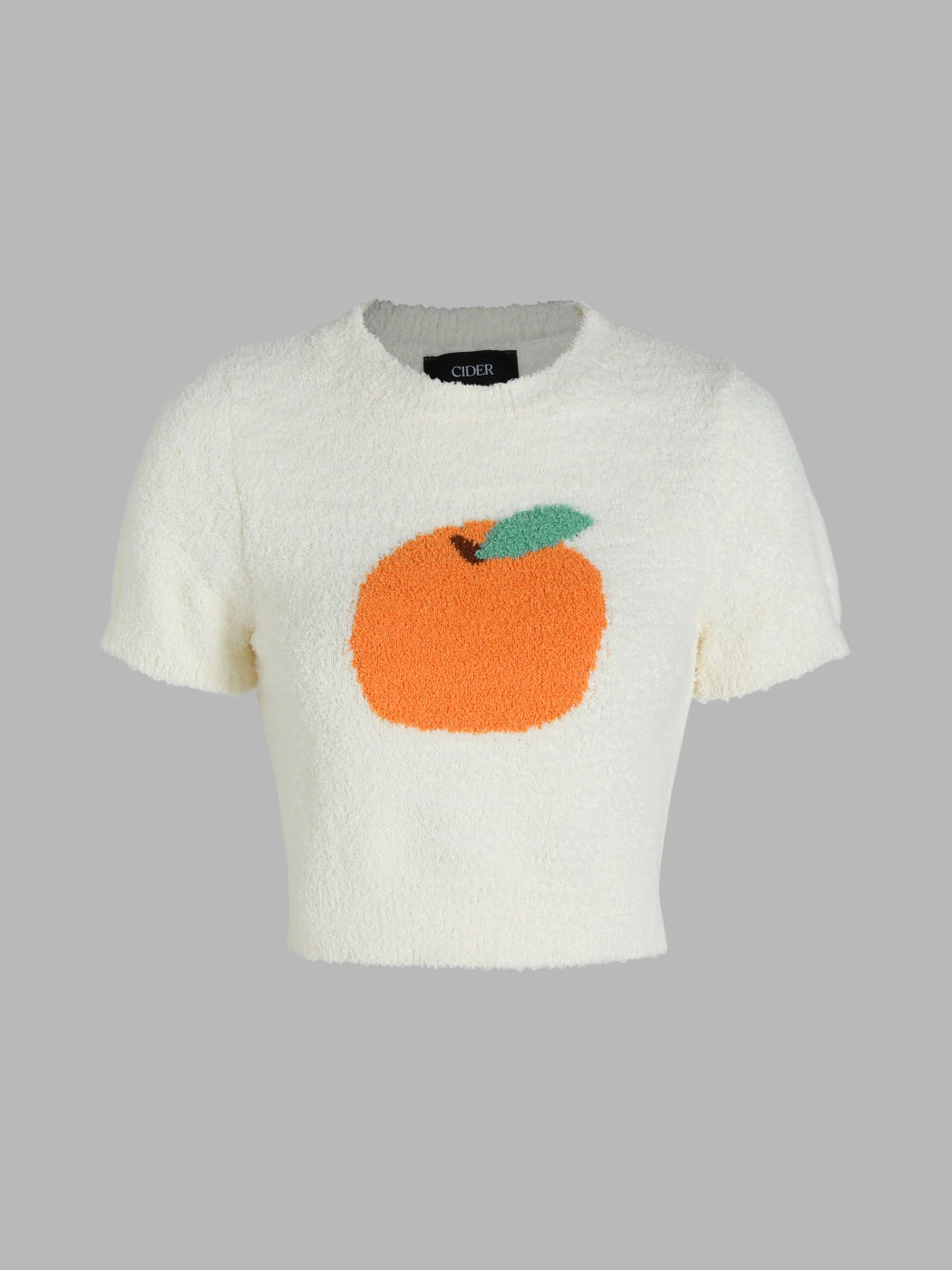  Orangefarbenes Muster Kurzärmlige Strickoberteile Crop Top