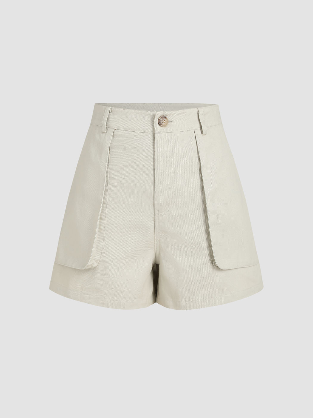 Solid knielange Shorts mit weitem Bein