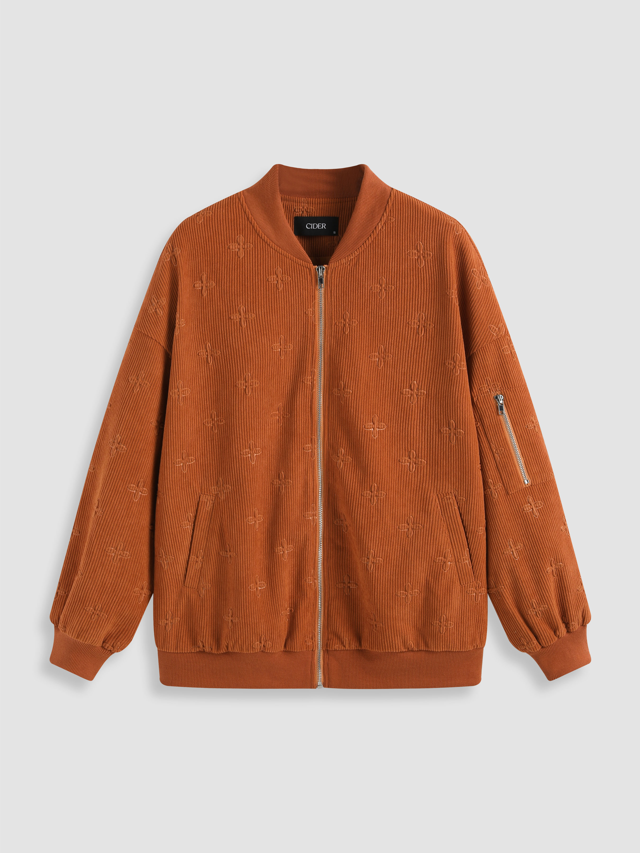 Corduroy Vneck Long Sleeve Jacket Cider