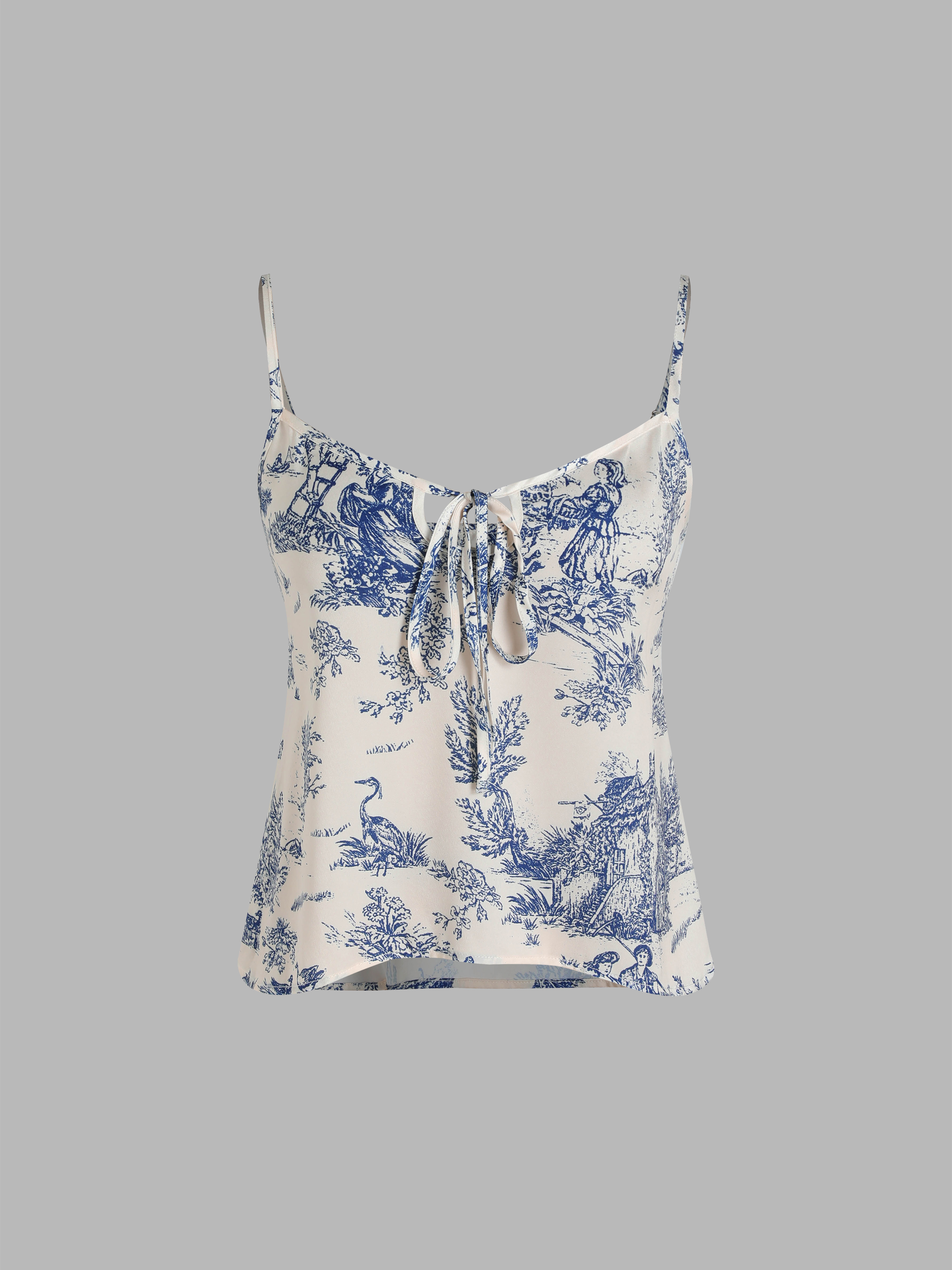 Satin Toile de Jouy Lounge Tank Top - Cider