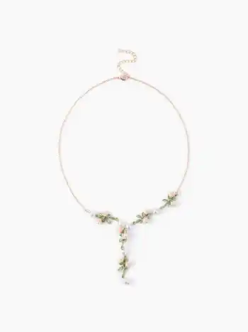 Blumen- & Kunstperlen-Deko Halskette
