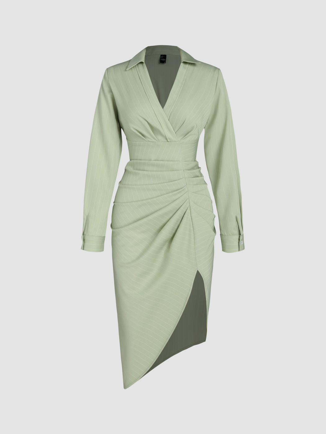 Striped Ruched Split Midi Dress