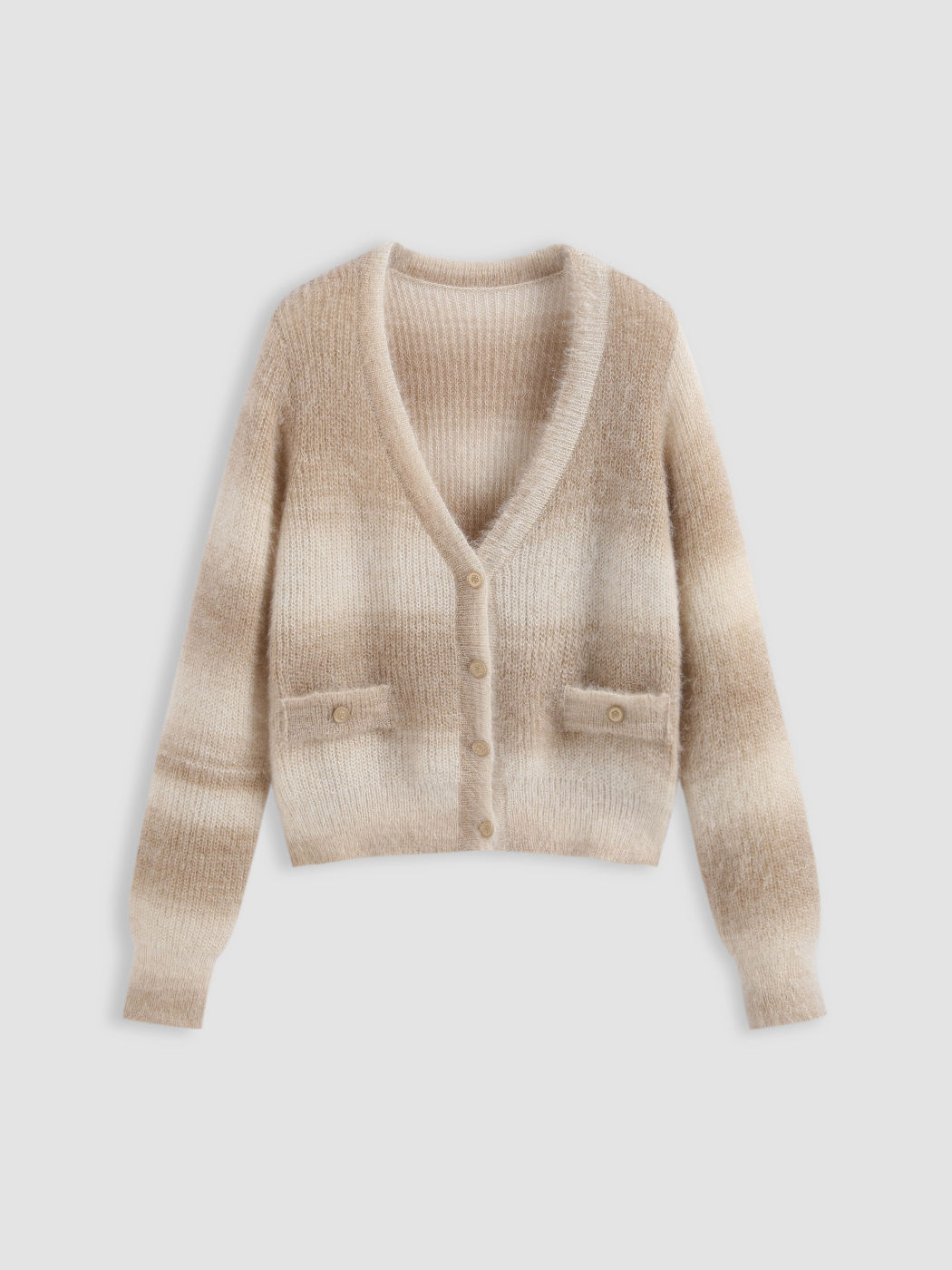  Einfarbiger Verlaufsstreifen Übergroße Strickjacke