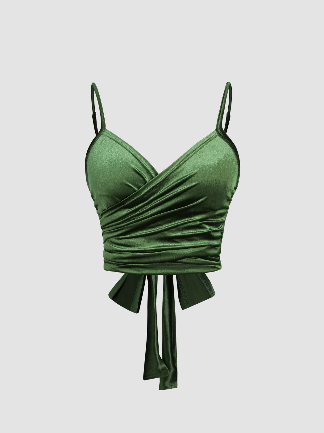  Samt Kreuz Wickel Krawatte Zurück Crop Tank Top