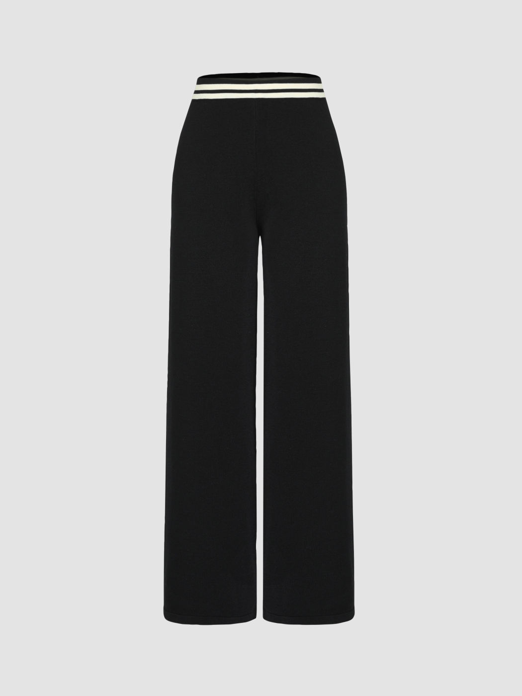 Kontrastierende Strickhose mit weitem Bein