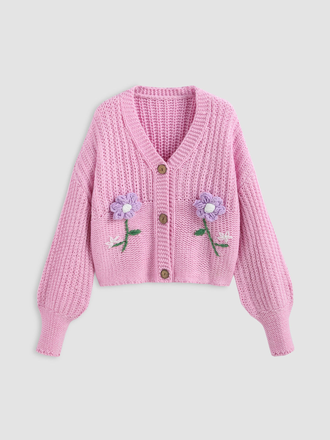 Floral Pattern Crochet Knitted Cardigan