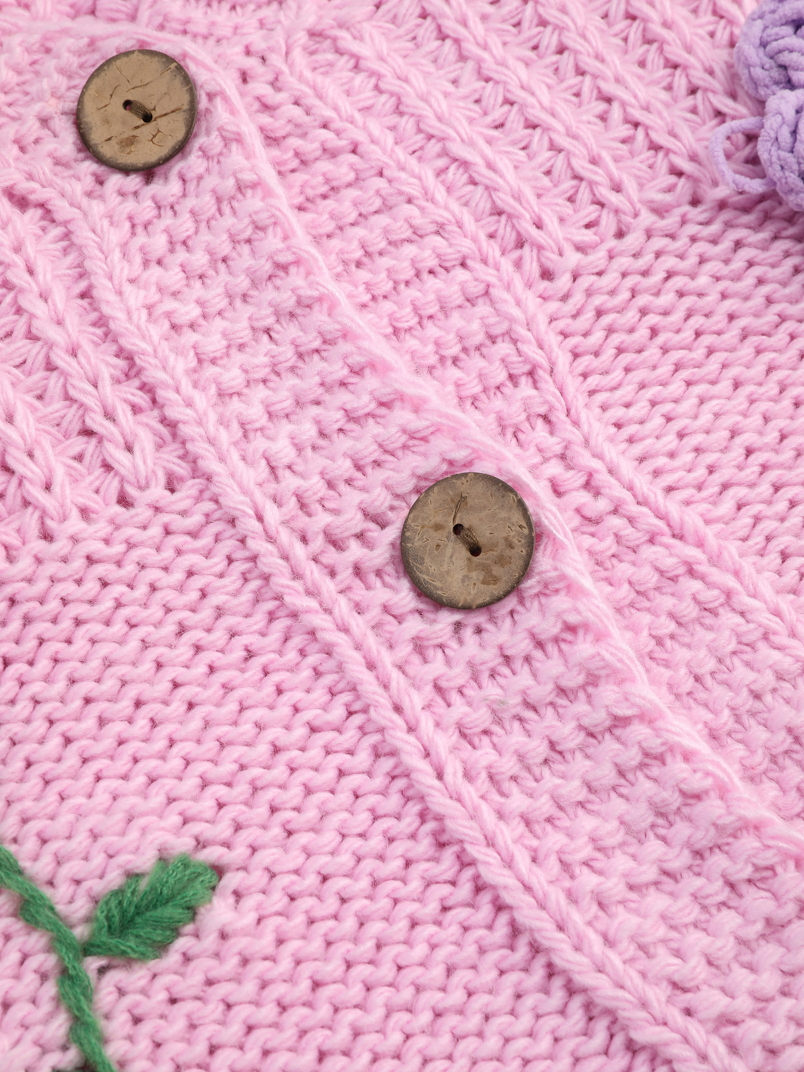 Floral Pattern Crochet Knitted Cardigan For School Work