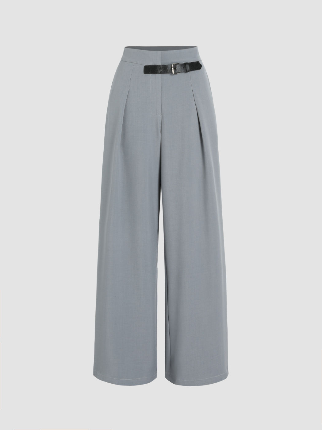  Plissierte Gürtelhose mit weitem Bein