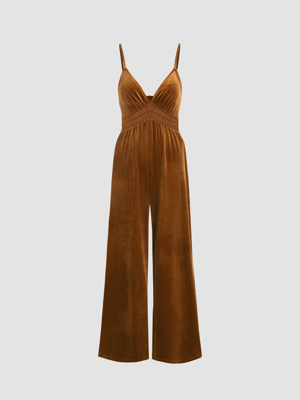 Velvet V-neck Wide Leg Jumpsuit