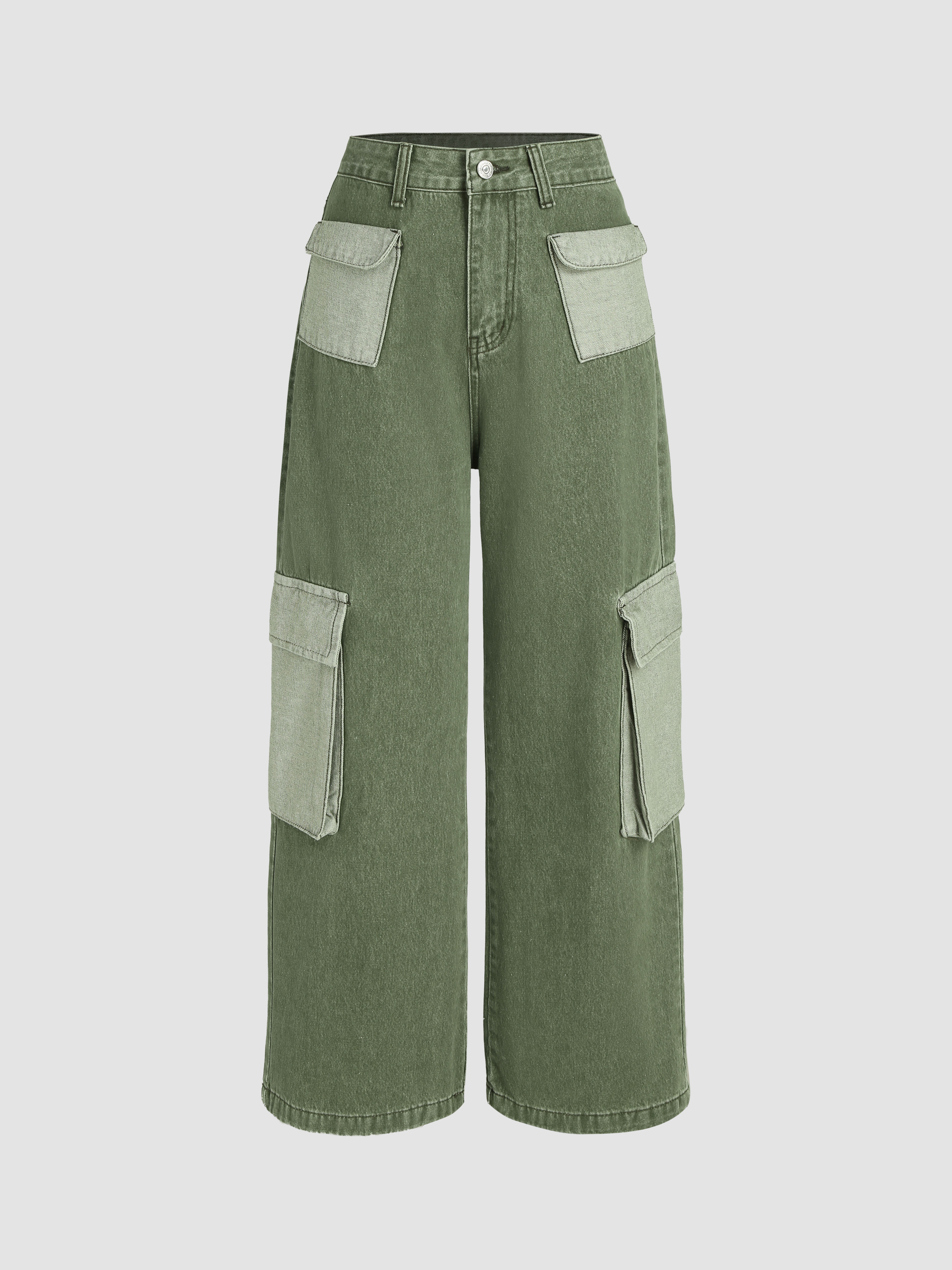 High Waist Cargo Jeans - Cider