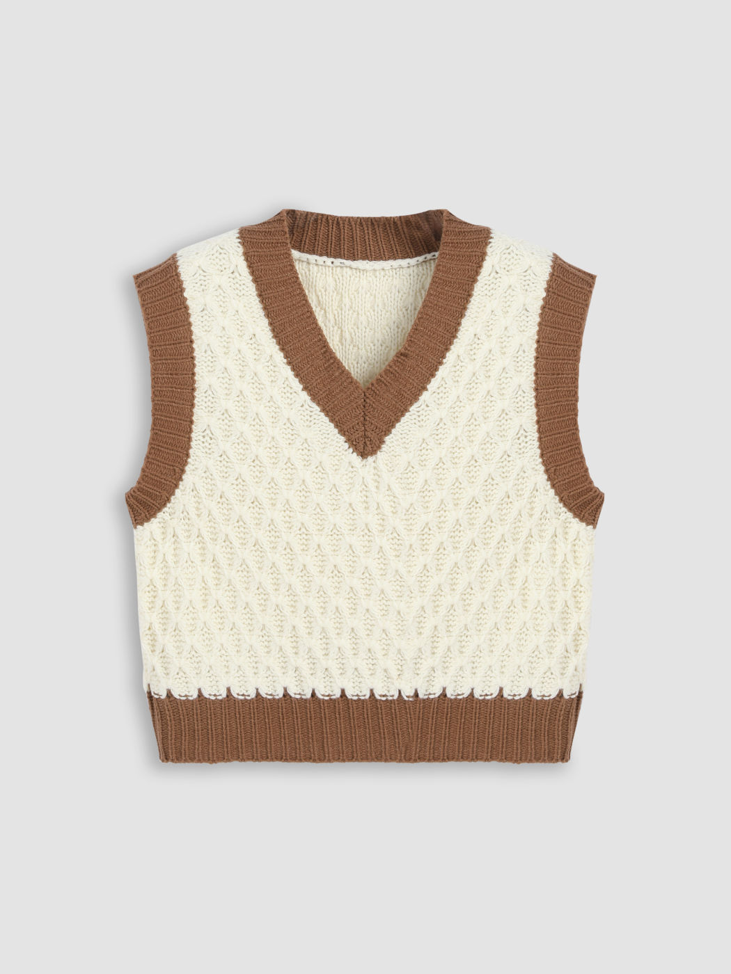 Contrasting Knitted Crop Vest For School Daily Casual