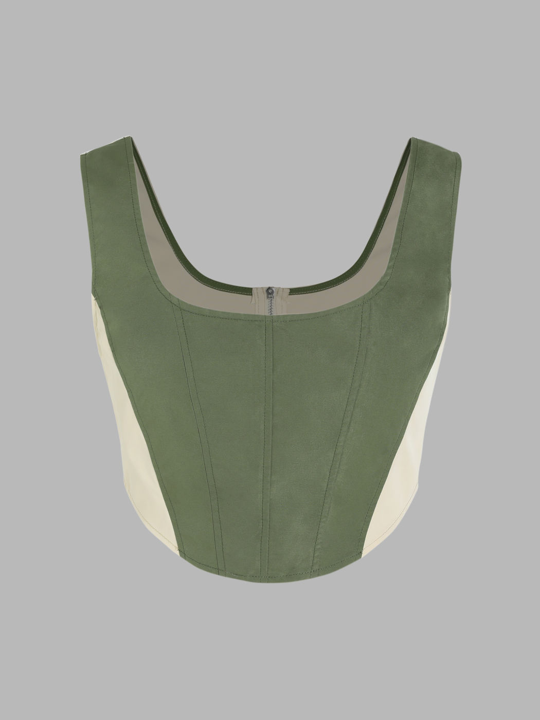 Woven Patchy Corset Crop Tank Top