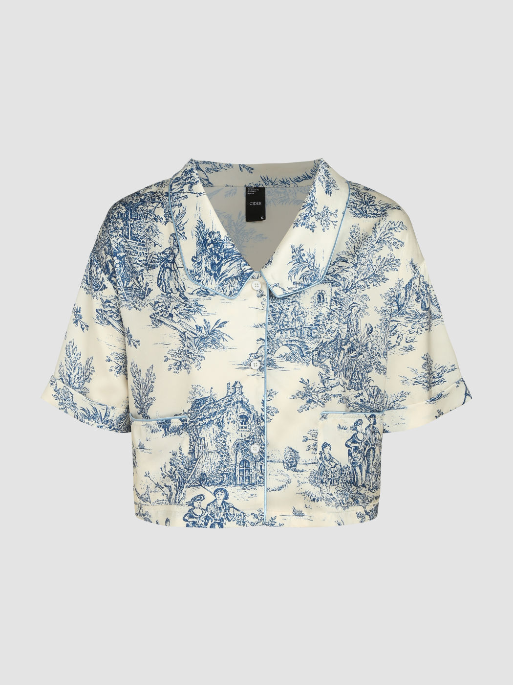 Satin Toile de Jouy Pajama Top For Home