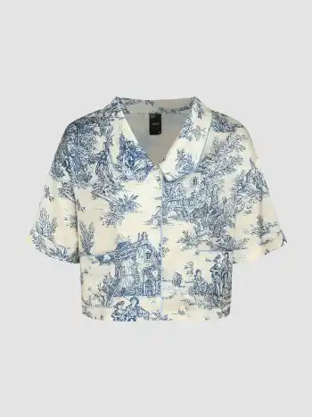 Satin Toile de Jouy Pajama Top
