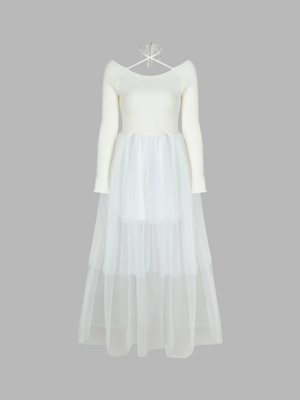  Weißes Flüstern Strick-Midikleid