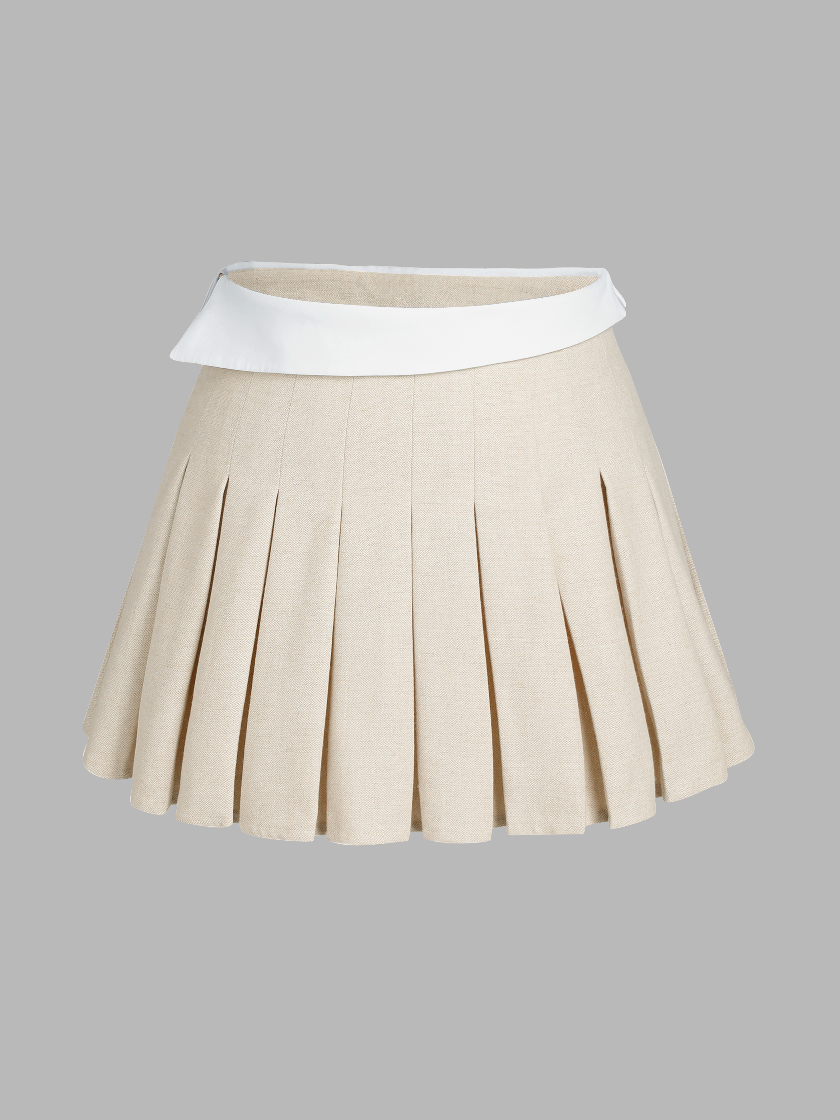 High Waist Pleated Mini Skirt Curve & Plus - Cider