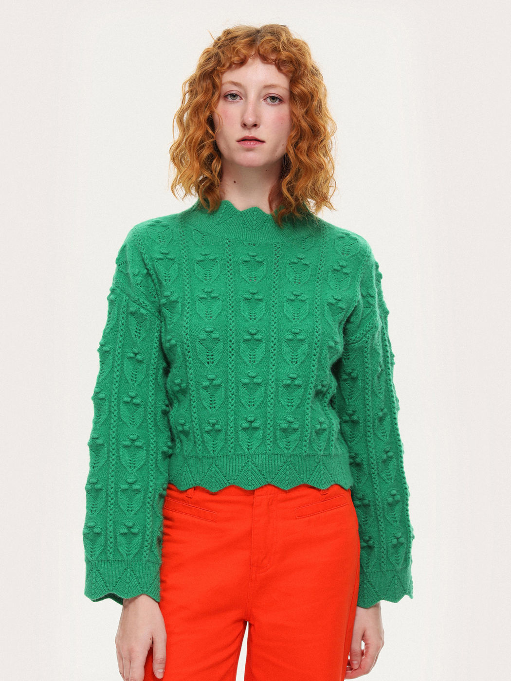 Traktor-Textur Hochkragen-Strickpullover