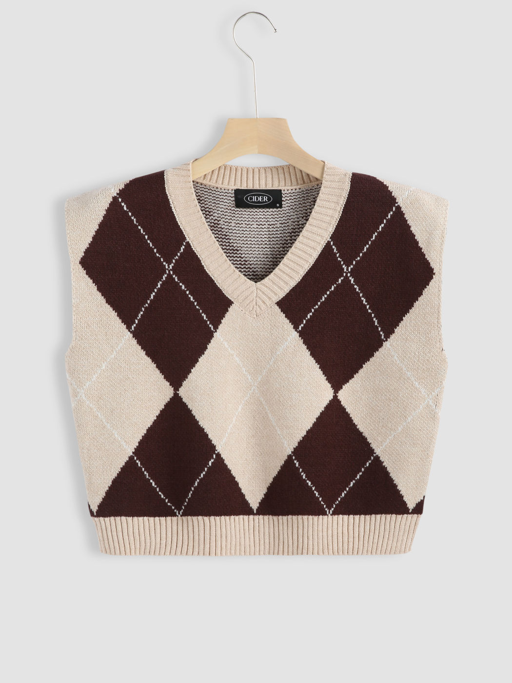 Zweifarbige Argyle-Weste aus Strick