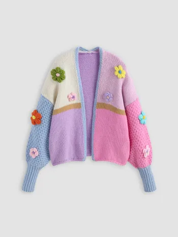 Floral Crochet Knitted Cardigan