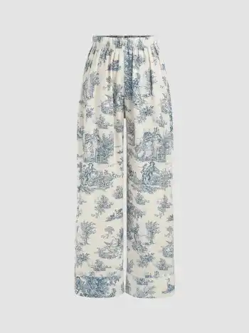  Satin Toile de Jouy Schlafanzughosen